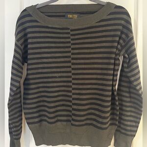 TRUTH by republic olive striped knit boat neck sweater size small